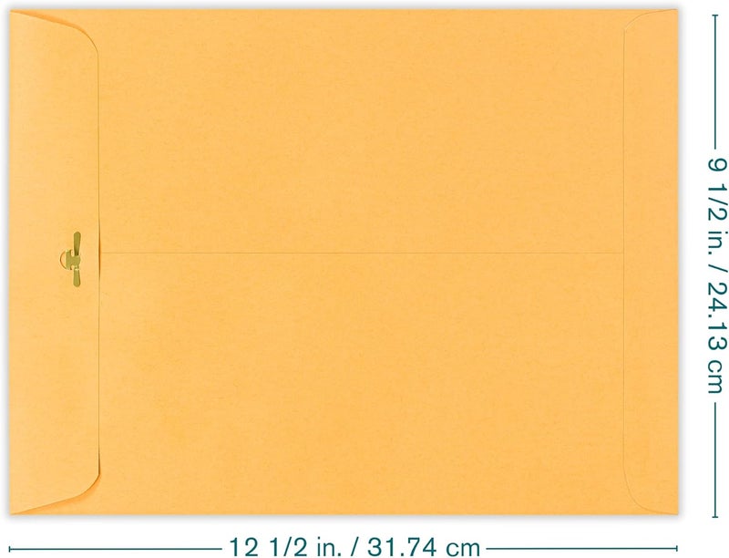 EnDoc 9 1/2 x 12 1/2 Clasp Envelopes - 10 Pack - Brown Kraft Catalog Envelopes Gummed Seal Closure – 28lb Heavyweight Paper 9.5x12.5 inch Envelopes for Home, Office, Business, Legal or School. - Image 2